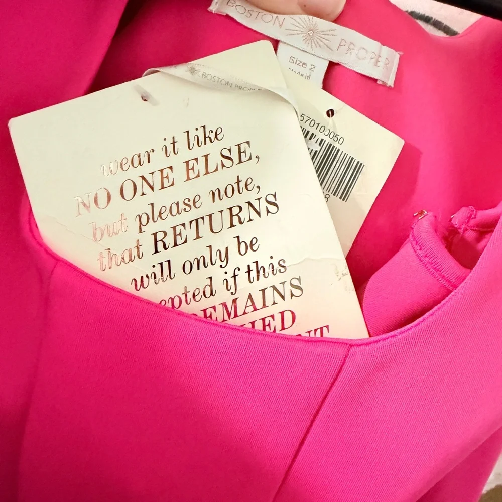 Boston Proper Pink Scuba Fit Flare Dress Pleated Skirt Sleeveless Size 2 NWT - Picture 7 of 8